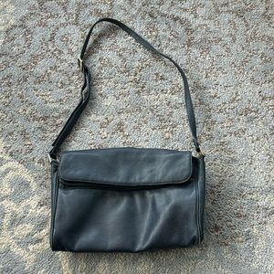 Vintage Leather Compartment Purse Navy